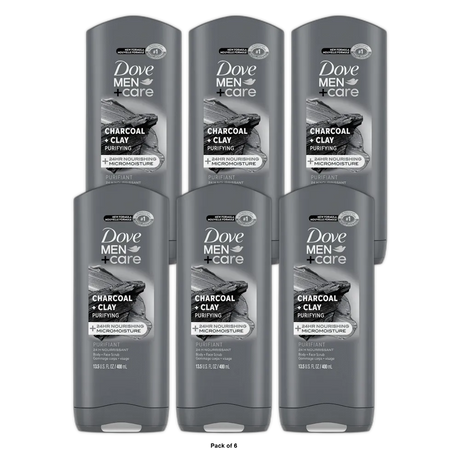 Dove Men+Care Elements Body Wash Charcoal And Clay 13.5Oz (Pack of 6)