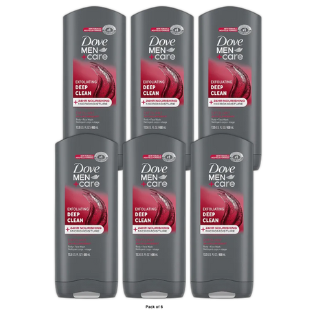 Dove Men Plus Care Body And Face Wash Deep Clean 13.5Oz (Pack of 6)