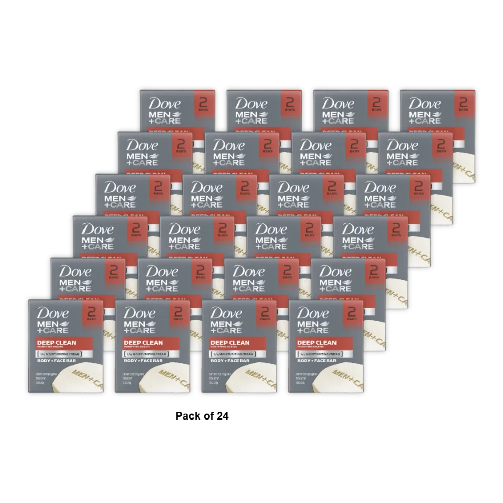 Dove Men Plus Care Deep Clean Body And Face Bar 2 Ea 3.75Oz (Pack of 24)