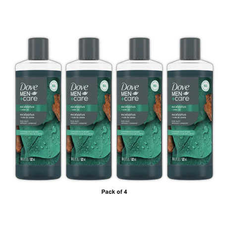 Dove Men Plus Care Relaxing Eucalyptus And Cedar Hydrating Body Wash 18Oz (Pack of 4)