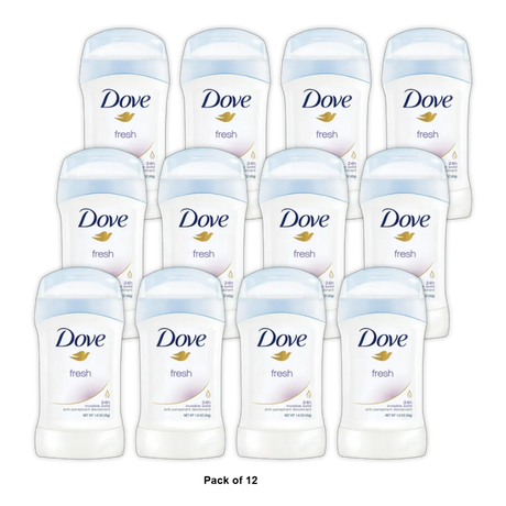 Dove Invisible Solid Antiperspirant Deodorant Stick Fresh 1.6Oz (Pack of 12)