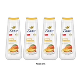 Dove Glowing Mango Butter and Almond Butter Body Wash 20Oz (Pack of 4)