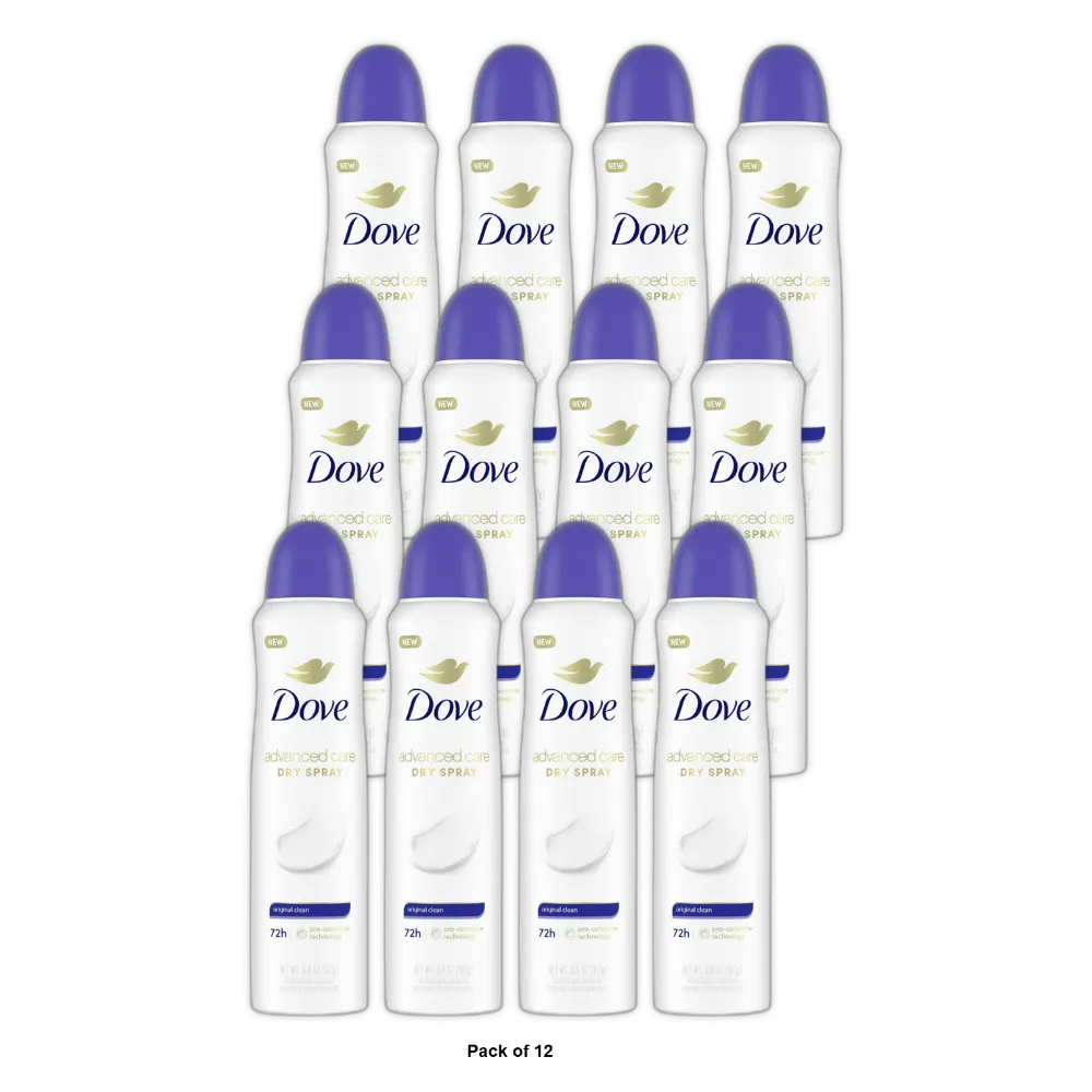 Dove Dry Spray Antiperspirant Deodorant Original Clean 3.8Oz (Pack of 12)