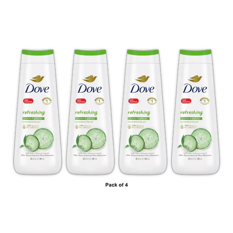 Dove Body Wash Cool Moisture Cucumber and Green Tea 20Oz (Pack of 4)