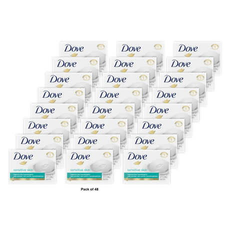 Dove Beauty Moisturizing Cream Bar Soap For Sensitive Skin Unscented 3.17Oz (Pack of 48)