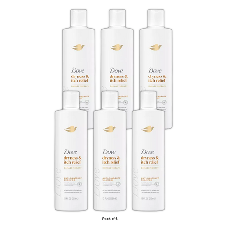 Dove Beauty DermaCare Anti Dandruff Shampoo for Scalp Dryness and Itch Relief 12Oz (Pack of 6)