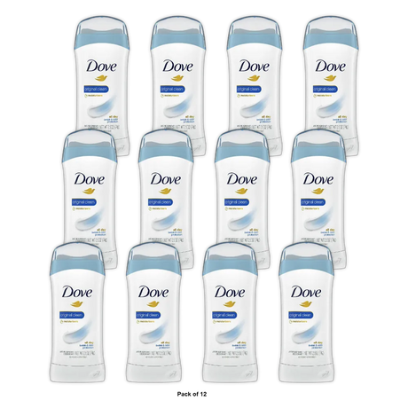 Dove Antiperspirant And Deodorant Invisible Solid Original Clean 2.6Oz (Pack of 12)