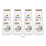 Dove Beauty Restoring Coconut Butter & Cocoa Butter Nourishing Body Wash 20Oz (Pack of 4)