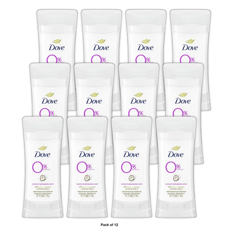 Dove Beauty 0% Aluminum Deodorant Stick Coconut And Pink Jasmine 2.6Oz (Pack of 12)