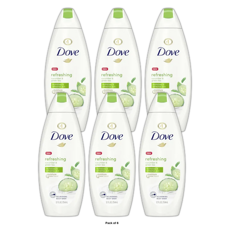 Dove All Day Moisturizing Body Wash Cool Moisture For Normal Skin 12Oz (Pack of 6)