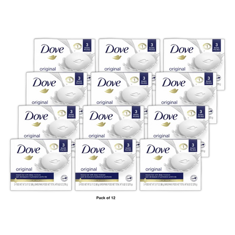Dove Beauty Bar Gentle Skin Cleanser Original Made With 1/4 Moisturizing Cream 3 Ea 3.17Oz (Pack of 12)