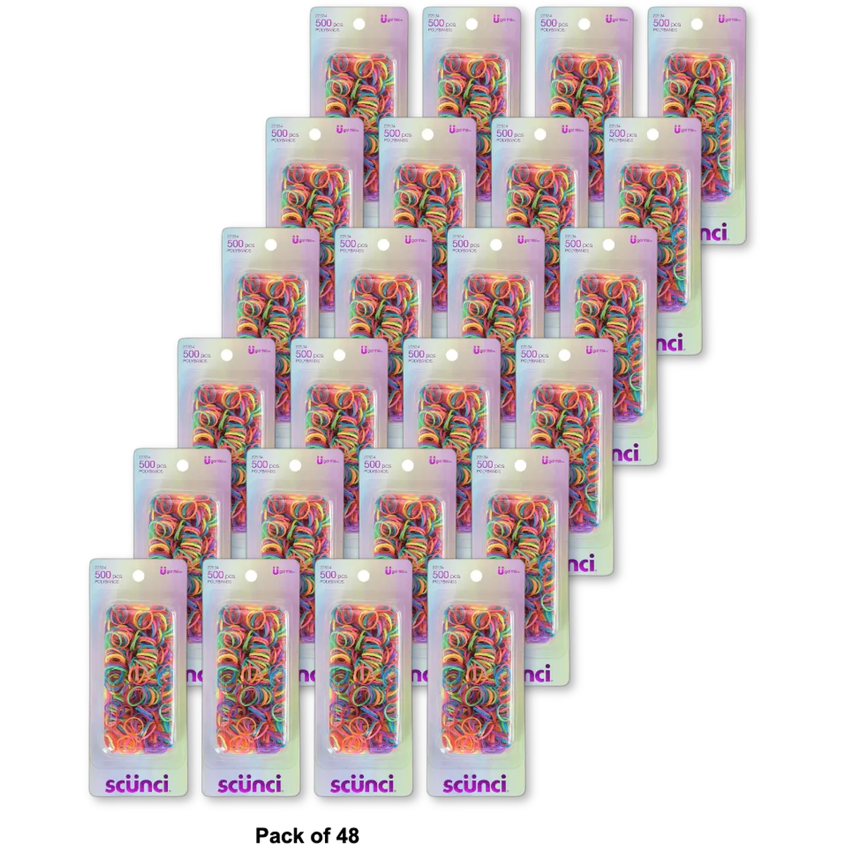 Scunci Girl No Damage Polyband Elastics 0.8Oz (Pack of 48)