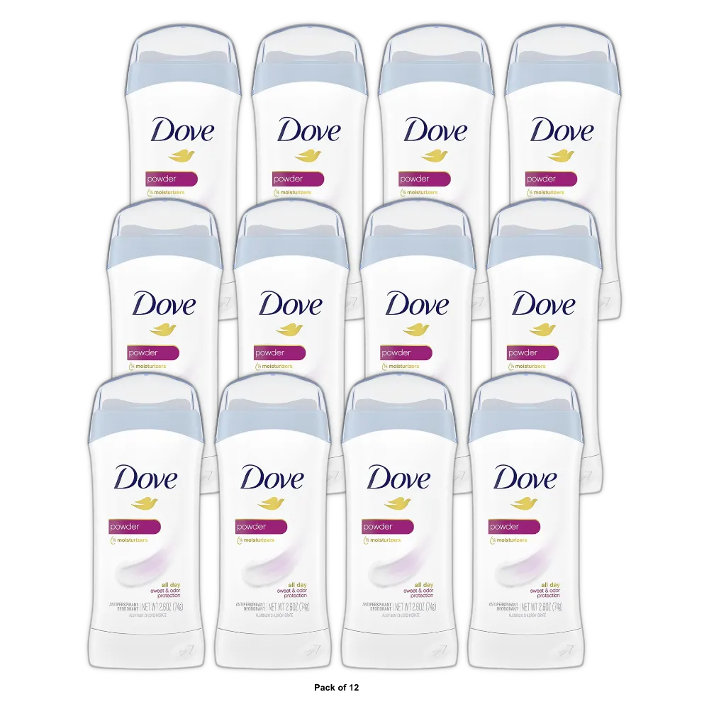 Dove Antiperspirant Deodorant Stick Powder 2.6Oz (Pack of 12)