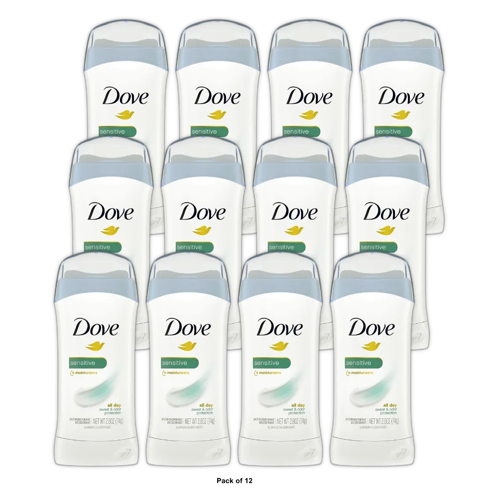 Dove Antiperspirant Deodorant Stick Sensitive Skin Sensitive Skin 2.6Oz (Pack of 12)