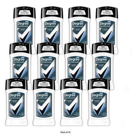 Degree Men Ultra Clear Black and White Antiperspirant Deodorant Fresh 2.7Oz (Pack of 12)