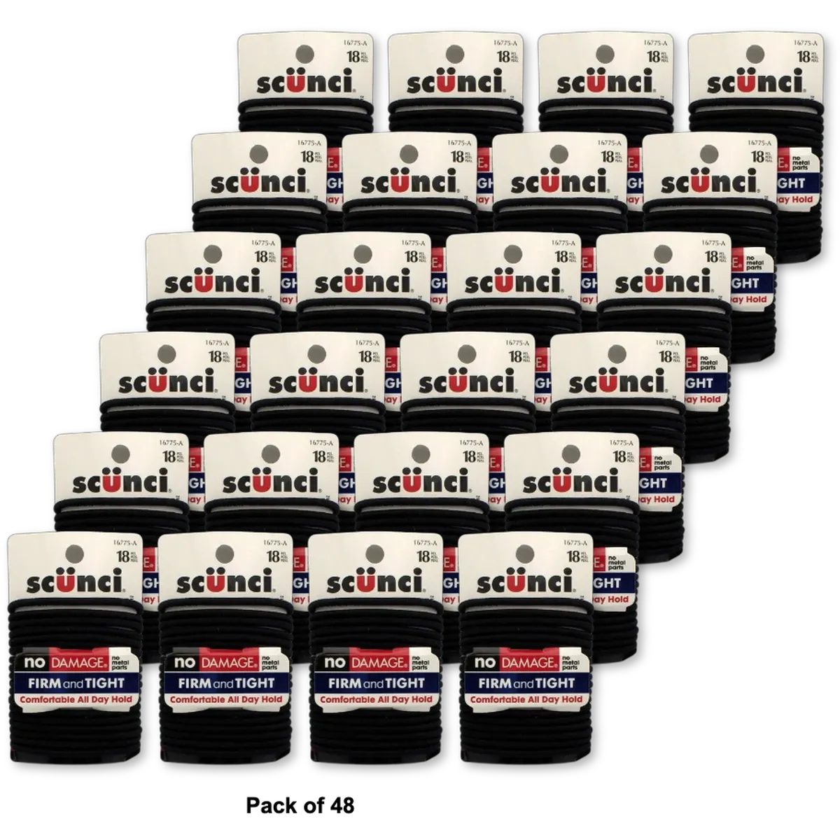 Scunci No Damage Medium-Hold Elastic Hair Bands Medium 0.92Oz (Pack of 48)