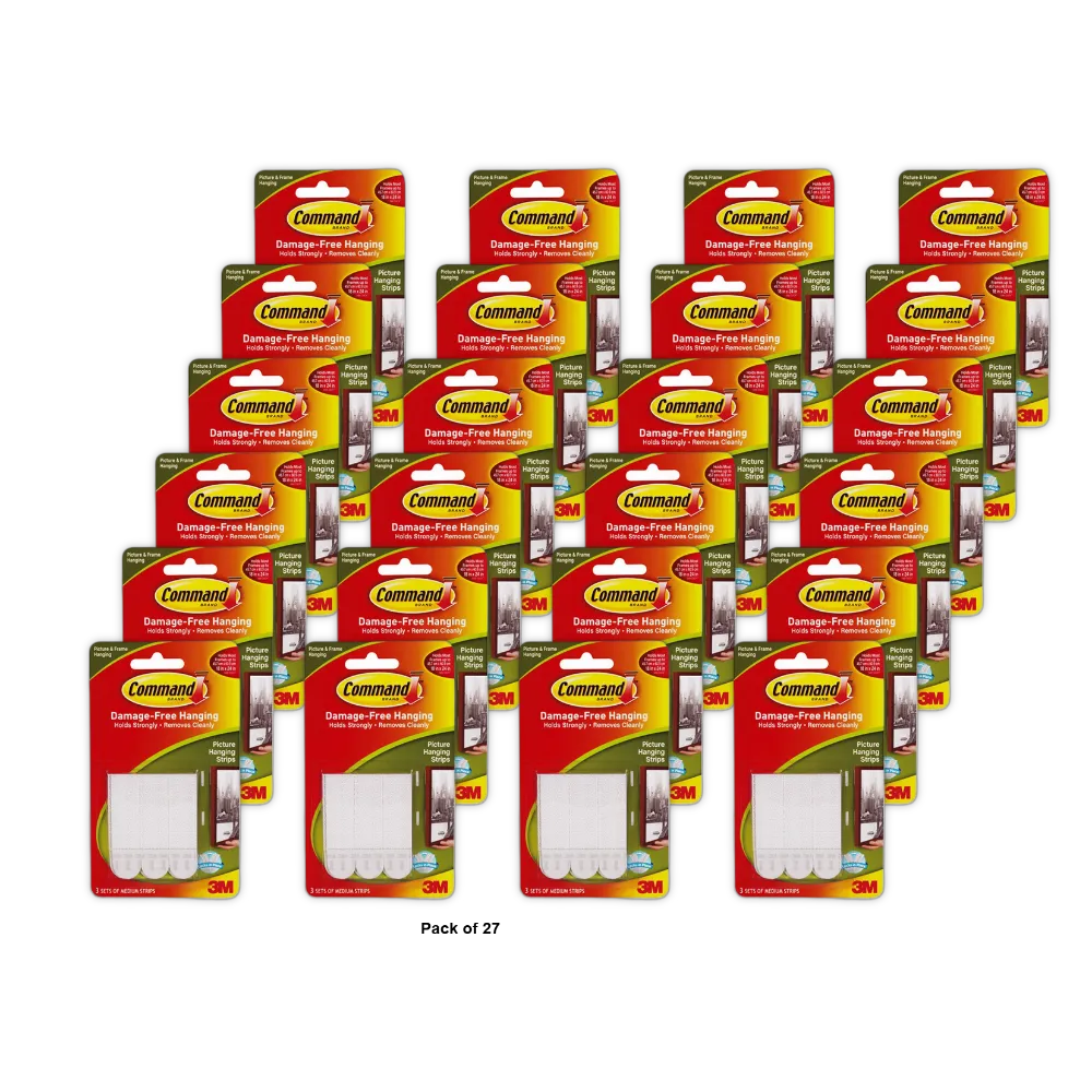 3M Command Medium Picture Hanging Strips 0.8Oz (Pack of 27)