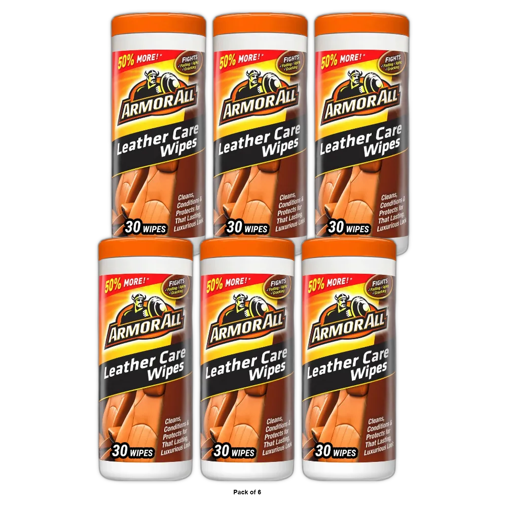Armor All Leather Wipes Conditions And Protects For Luxurious Look 7.94 Oz(Pack of 6)