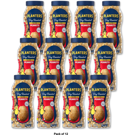 Planters Salted Dry Roasted Peanuts Party Snacks 16Oz (Pack of 12)