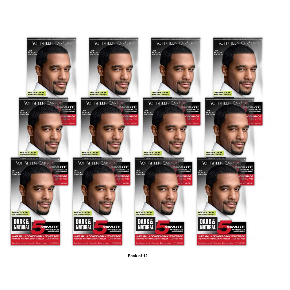 Dark And Natural Permanent Hair Color Jet Black Kit (Pack of 12)