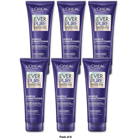 L'Oreal Paris EverPure Sulfate Free Purple Conditioner 6.8oz (Pack of 6)
