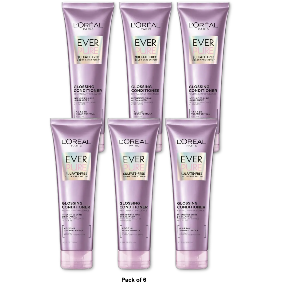 L'Oreal Paris Sulfate Free Glossing Conditioner Smooths 8.5 Ounce Squeeze (Pack of 6)