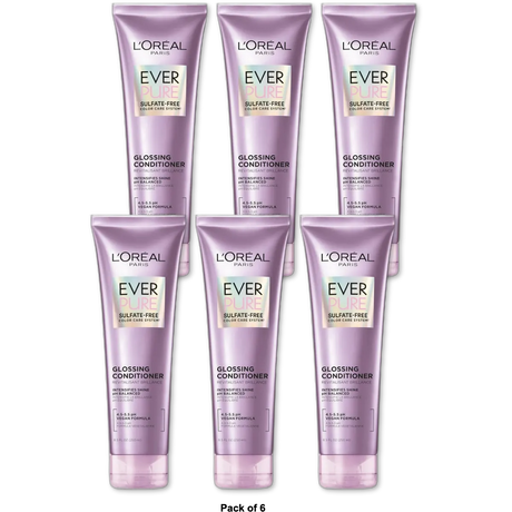 L'Oreal Paris Sulfate Free Glossing Conditioner Smooths 8.5 Ounce Squeeze (Pack of 6)