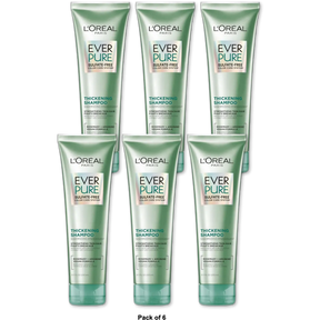 L'Oreal Paris Sulfate Free Thickening Shampoo for Fortifying Fine Hair EverPure 8.5 fl oz (Pack of 6)