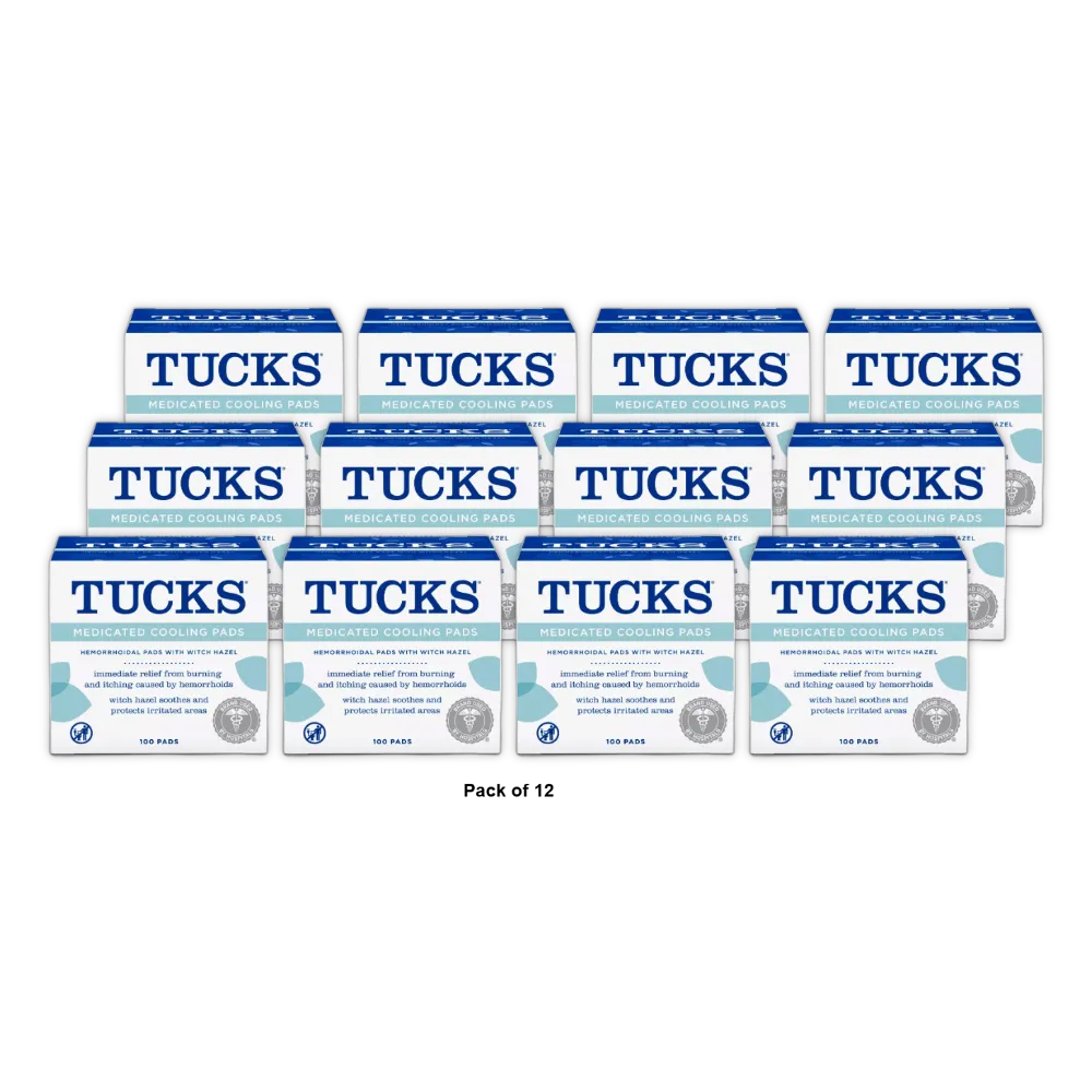Tucks Medicated Cooling Pads For Hemorrhoid Relief 13.44Oz (Pack of 12)