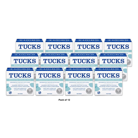 Tucks Medicated Cooling Pads For Hemorrhoid Relief 13.44Oz (Pack of 12)