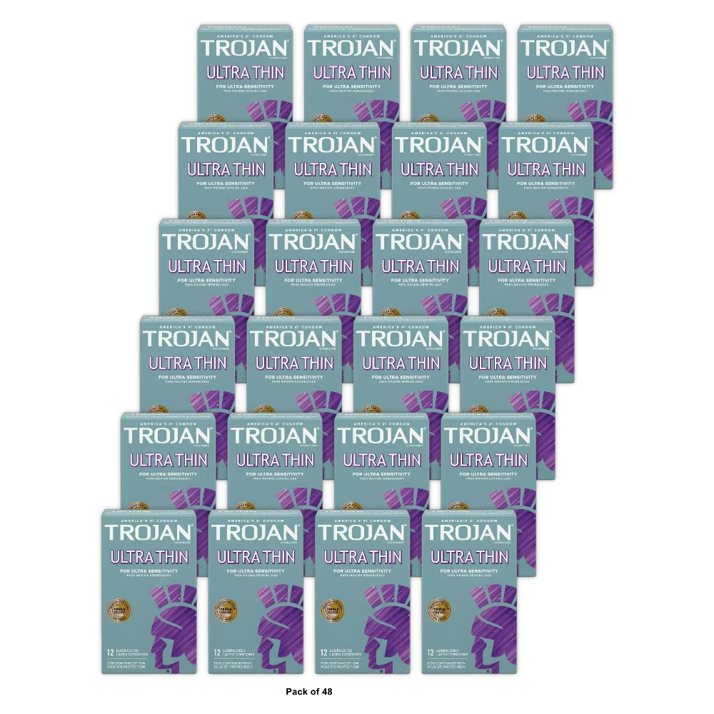 Trojan Ultra Thin Premium Lubricated Latex Condoms 5Oz (Pack of 48)