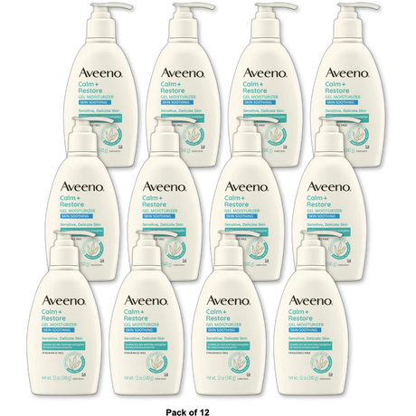 Aveeno Calm + Restore Body Moisturizer Gel for Sensitive Skin 12 Oz (Pack of 12)