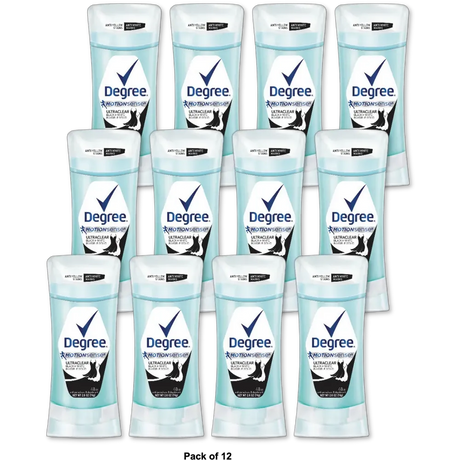 Degree MotionSense UltraClear Black Plus White Antiperspirant Deodorant Stick 2.6Oz (Pack of 12)