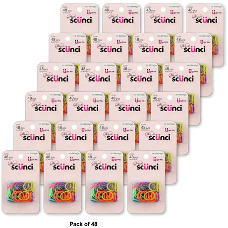 Scunci With Love No Damage Hair Elastics Polybands 2 Mm Assorted 0.32Oz (Pack Of 48)