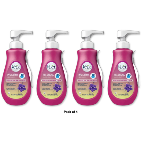 Veet 3 Minute Hair Removal Gel Cream Pump For Sensitive Skin13.5Oz (Pack of 4)