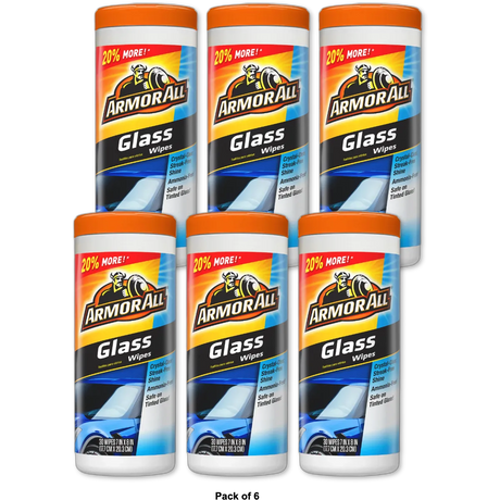 Armor All Car Glass Cleaning Wipes 30Ct 0.01Oz (Pack Of 6)