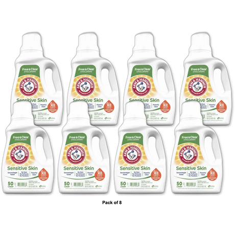 Arm &amp; Hammer Sensitive Skin Free &amp; Clear Liquid Laundry Detergent 50 oz (Pack of 8)