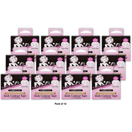 HOLLOYWOOD FASHION SECRETS BODY CONTOUR TAPE, LIGHT (Pack of 12)