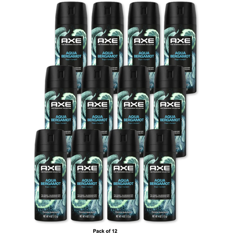 AXE Fine Fragrance Collection Premium Deodorant Body Spray for Men Aqua Bergamot with 72H Odor Protection and Freshness Infused with Aqua Bergamot and Sage Essential Oils 4 oz (Pack of 12)