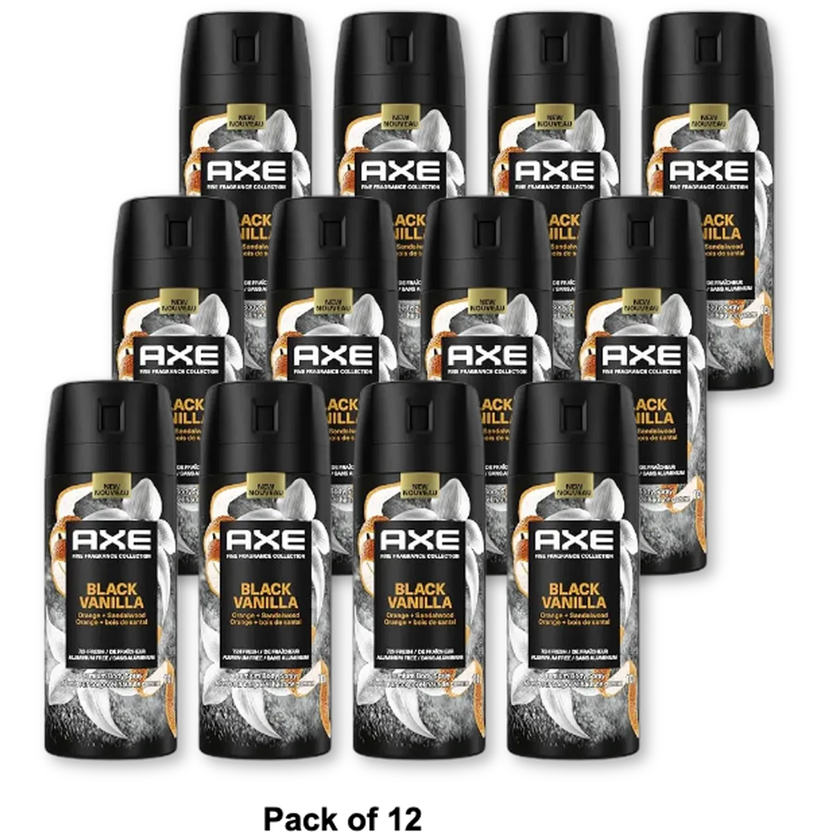 AXE Fine Fragrance Collection y Spray Black Vanilla 4 Oz (Pack of 12)