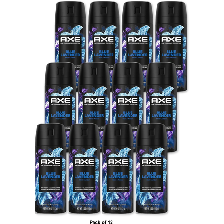 Axe Blue Lavender 72-Hour Aluminum-Free Premium Body Spray - Mint + Amber 4oz (Pack of 12)