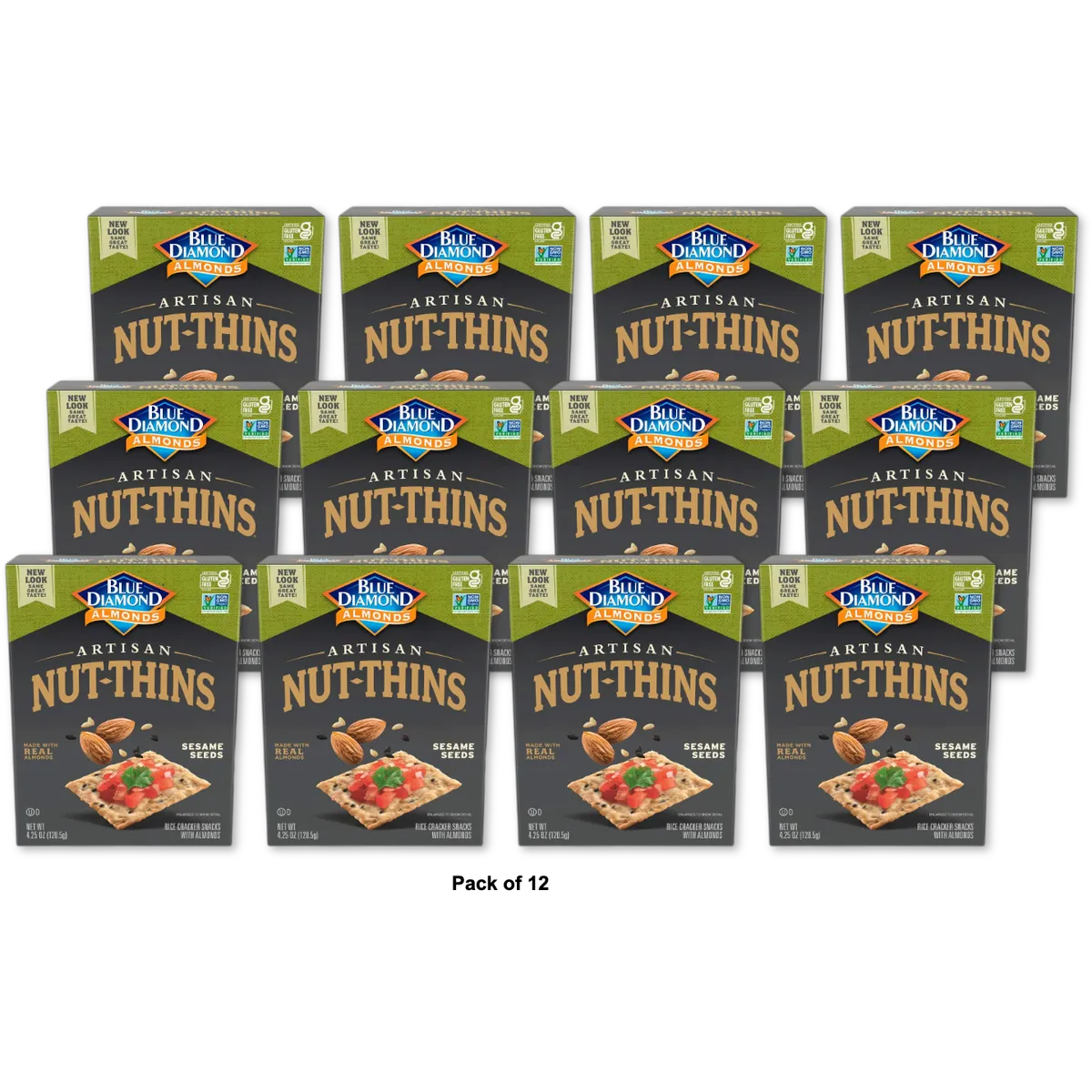Blue Diamond Nut Thins Sesame 4.25 oz (Pack of 12)