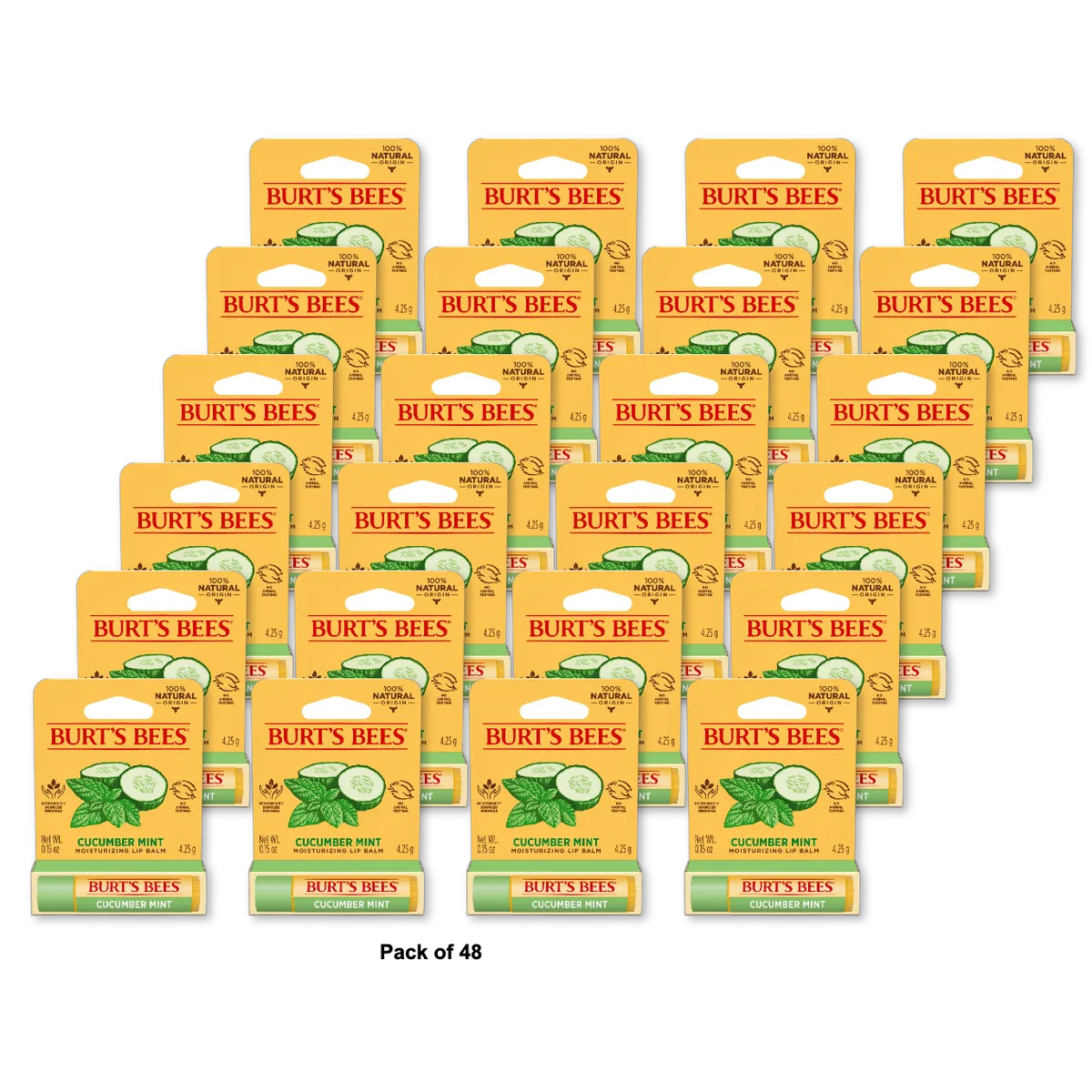 Burt'S Bees Cucumber Mint Lip Balm, 1-Pack, 0.15 Oz (Pack Of 48)