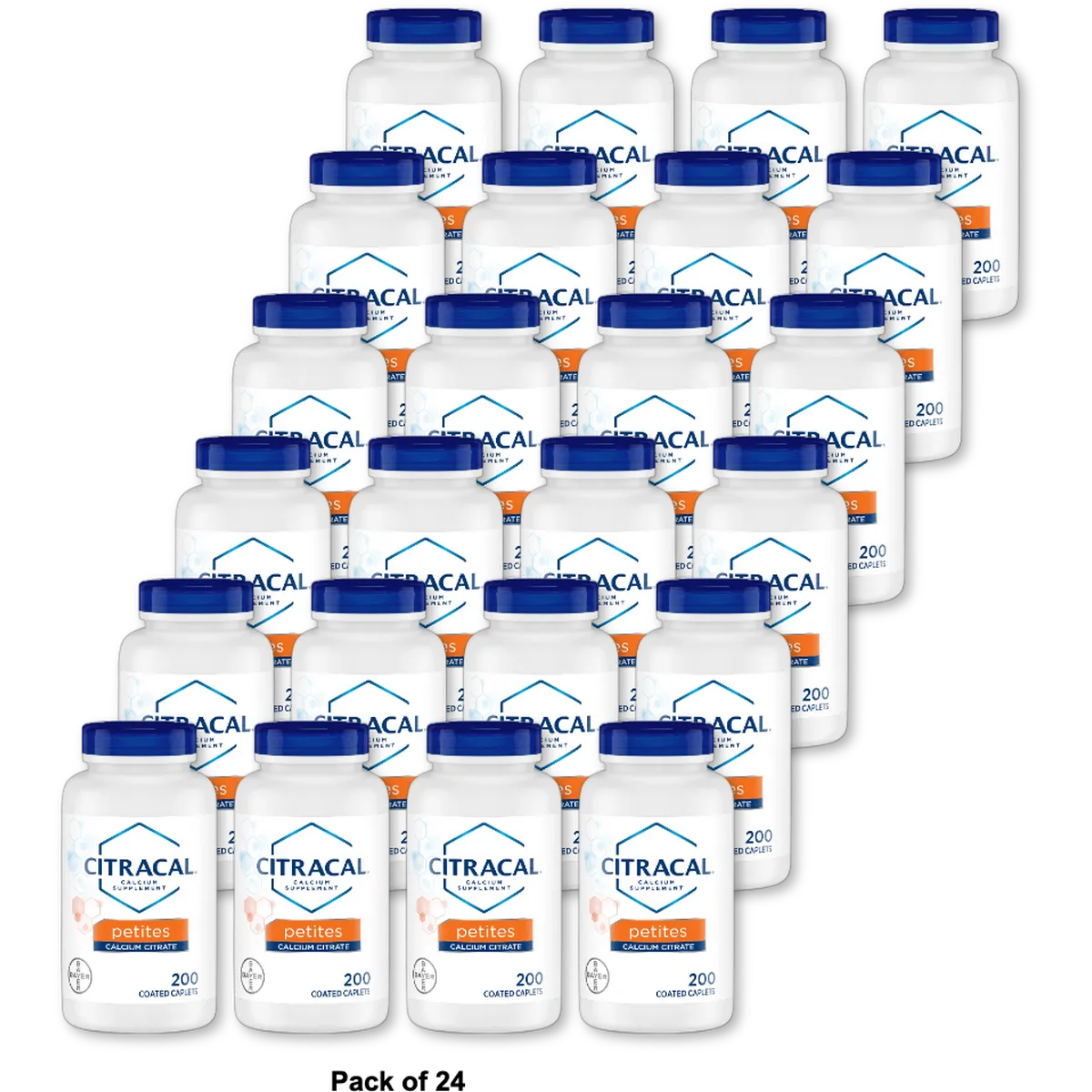 Citracal Petites Calcium Citrate with Vitamin D3, Caplets, 200 Count 6.38oz(Pack of 24)