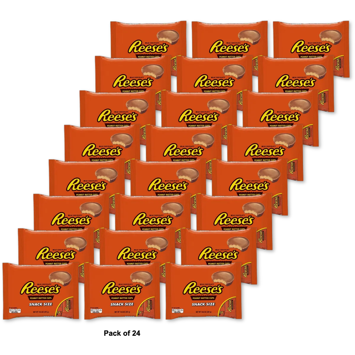 Hersheys Reeses Milk Chocolate Peanut Butter Cups Snack Size Candy 10.5Oz (Pack of 24)