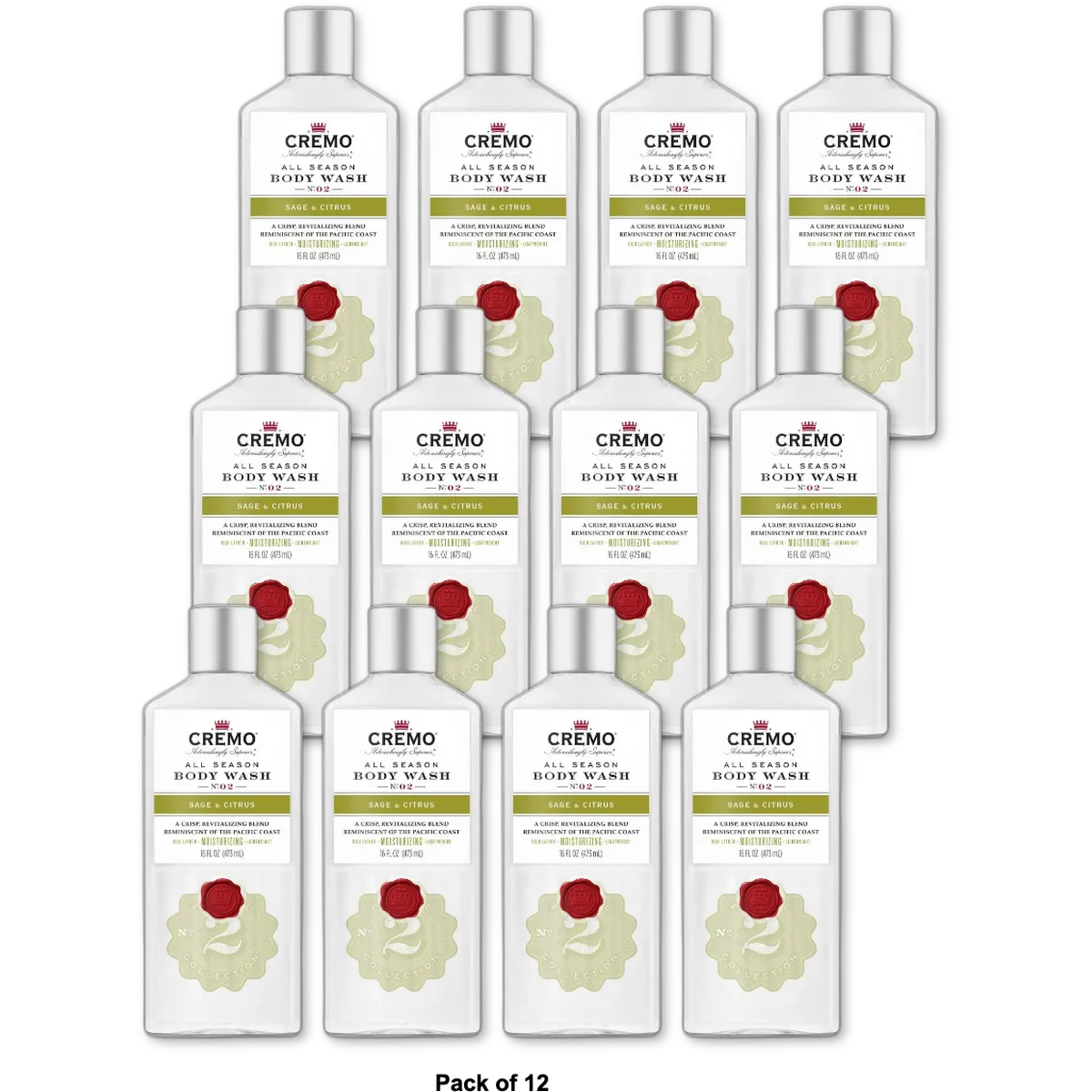 Cremo Sage and Citrus Body Wash 16oz (Pack of 12)