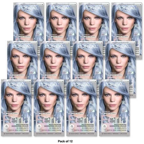 L'Oreal Paris Feria Shimmering Permanent Hair Color P1 Sapphire Smoke 9.6oz (Smokey Blue) 1 Kit (Pack of 12)