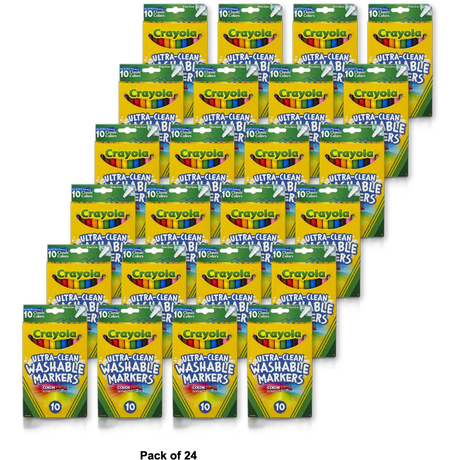 Crayola Ultra-Clean Washable Markers Fine Tip Assorted Classic Colors (Pack Of 24)