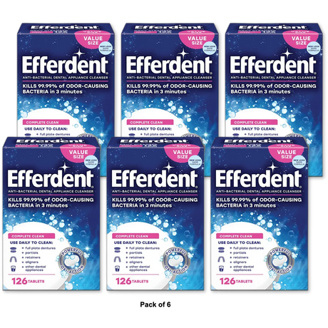 Efferdent Original Anti-Bacterial Denture Cleanser Tablets 92.16oz (Pack of 6)