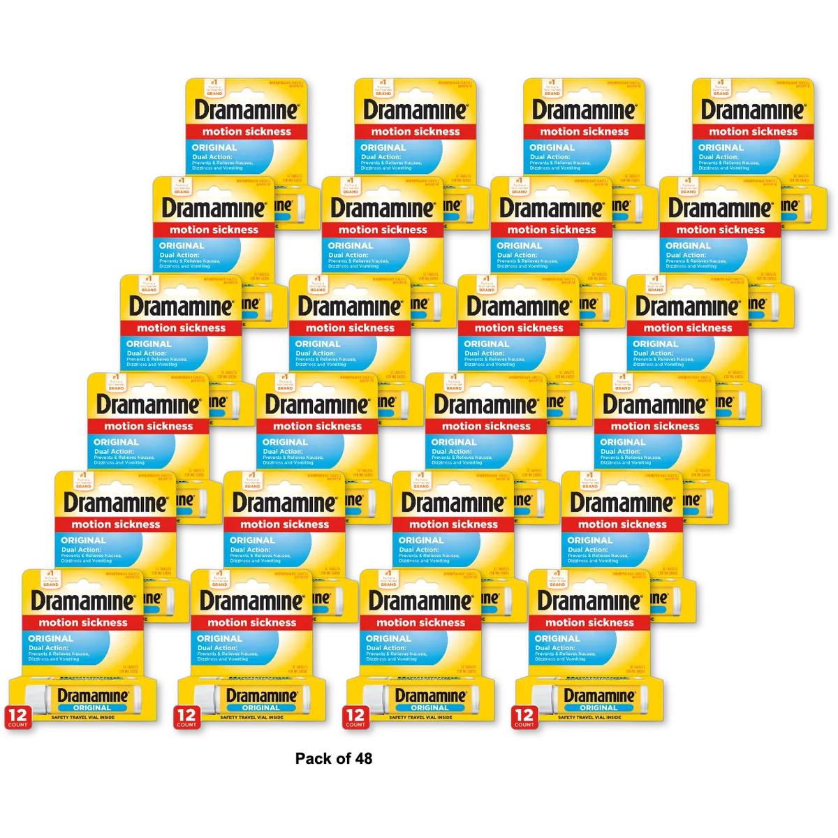 Dramamine Original Formula Fast Acting Motion Sickness Relief Tablets12 Ea 0.64oz (Pack of 48)